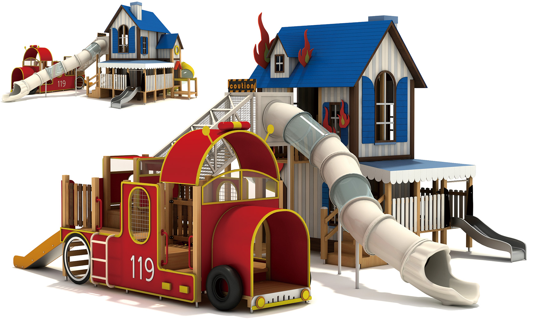 HK-8104-PE木制組合滑梯